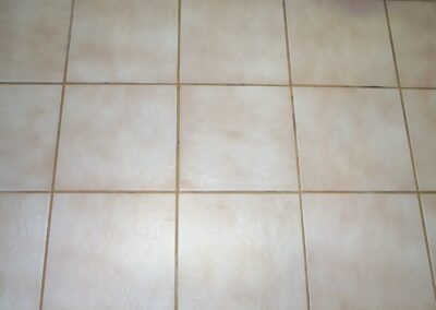 This picture shows a bathroom tile floor after cleaning
